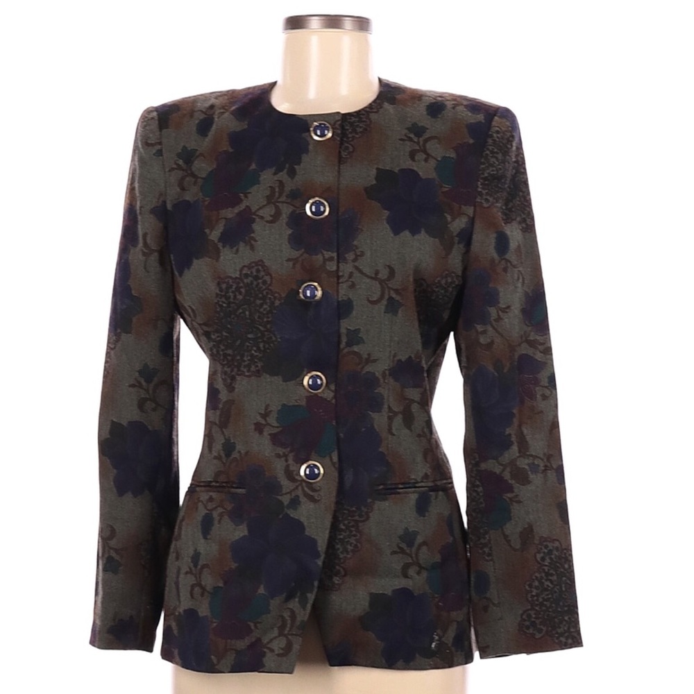 Kasper for ASL Retro 90's Collarless Blazer Jacket